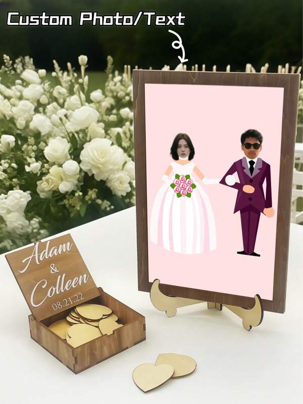 32pcs Personalized Photo Marriage Signature Frame Set, Guest Message Book For Wedding, Home Decor For Bedroom, Modern & Stylish, Customized, Unique Gift Idea For Him, Her, Boyfriend, Girlfriend, Parents, Family, Friends, Anniversary, Valentine's Day, Mother's Day, Back To School, Christmas, Halloween, Ramadan, Birthday, Father's Day, Graduation, Housewarming, Restaurant, Living Room, School