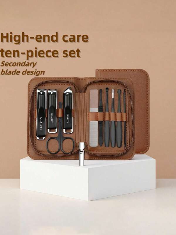 10-delige manicureset met nagelknipper en teennageltrimmer, voetverzorgingstools, draagbare nagelverzorgingsset