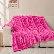 Super Soft King Blanket Pink Premium Silky Flannel Fleece 3D Ribbed Jacquard Lightweight Bed Blanket All Season Use (Pink Ribbed, King(90"X110")) - Hot Pink Ribbed - 查看 8