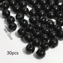 1 Pack 20-500pcs 6-16mm Black Acrylic Round Beads With Hole, Suitable For DIY Jewelry Making, Bracelet And Craft Accessories
