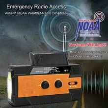 Hand Crank Emergency Weather Radio, Portable Multi-Functional Radio Solar Powered With Battery Backup,AM/FM,NOAA, SOS Alarm,6 LED Reading Lamp,4000mAh Rechargeable Battery Power Bank,LED Flashlight For Outdoor Hiking Camping Emergency