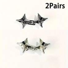 2/4 Stücke einstellbarer Taillenmieder, nahtlose Raffvorrichtung für Skinny Jeans, abnehmbarer Stern-Strass-Jeansschnallenbesatz, Metall-Taillengürtel-Raffsieb, geeignet für Hosen und Röcke - Silber/Schwarz