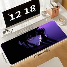 1pc Anime Purple Girl Mouse Pad, Oversized High-Quality Rubber Keyboard Mat, Non-Slip Durable Desk Pad With Precision Stitching, HD Colorful Gaming Mousepad For Desktop, Study & Office Decor, Ideal Gift
