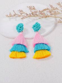 juran 1 par de pendientes con flecos y cristales de mujer, joyería de lujo estilo playa de vacaciones