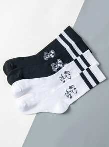 1/2/4 Pares de Meias Estilo Cartoon Universitárias para Mulheres, Meias Esportivas e Casuais, Meias de Lazer Doméstico, Todas as Estações, Meias de Outono