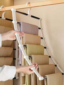 1 buc Cuier portabil de depozitare pentru haine, cuier multifuncțional pentru pantaloni, scară agățată, cuier pliabil pentru pantaloni, cuier din oțel inoxidabil, clemă pentru pantaloni, depozitare multistrat, fără urme, cuier agățat pentru pantaloni (acest produs trebuie asamblat singur. Instalarea este simplă și ușor de utilizat), pantaloni eleganți, pantofi, blugi, cizme, fustă, primăvară, minimalist, topuri de vară