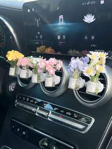 1件創意汽車出風口裝飾，星空花朵透明新車內飾空調夾，無香精（使用前請清潔表面材質，可作為裝飾使用） - 均碼 - 查看 7