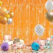 2Pack Silver Metallic Tinsel Foil Fringe Curtains, Door Streamer Photo Booth Backdrop Birthday Wedding, Graduation Engagement Bridal Shower Bachelorette Party Decorations Dancing Ball Party - 橘子 - 查看 10