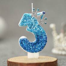 1pc Crown Digital 0-9 Candle Peacock Blue Creative Birthday Candle Daily Best Birthday Gift For Mother To Girlfriend Anniversary Celebration Supplies - Multicolor - View 8