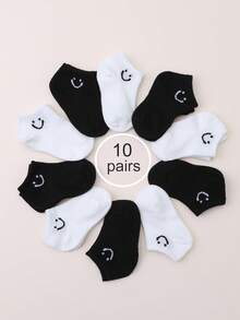 10双婴儿夏季透气网眼脚链，带笑脸图案 - 彩色 - 查看 1