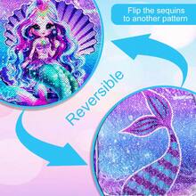 3 件套女童滚轮背包，儿童美人鱼背包带滚轮，带午餐盒的轮式书包，适合小学幼儿