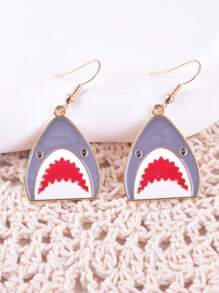 1 par de pendientes con diseño de tiburón lindo para mujeres, decoración de joyería para fiestas