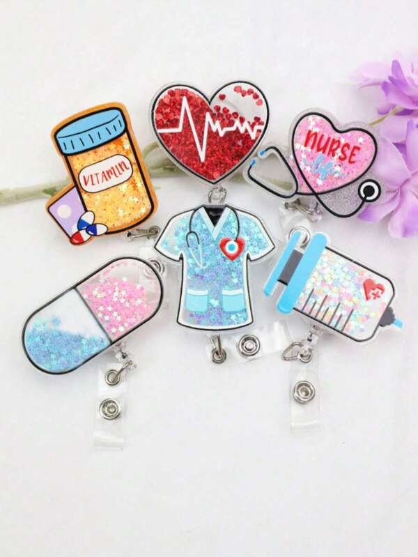 Nouveau porte-badge en plastique durable avec sable mouvant et cordon rétractable. Porte-badge pour personnel médical, infirmière, pharmacie, enseignants et personnel de bureau amusant. Rétraction automatique, cordon en nylon résistant. Superbe cadeau pour les infirmières diplômées, aides-soignants et personnel des urgences