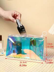 1/2 件/套大号沙滩透明彩虹色沙滩包，女士手提包，防水防沙沙滩包，带拉链袋透明激光袋，适用于度假、假日、旅行、海滩、游泳、泳池、巡航、船包、生日礼物、派对礼物