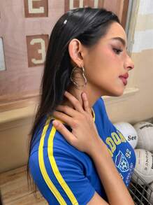 DareSee 1 Pair Vintage Heart Hoop Earrings, Exaggerated Metallic Minimalist Design Earrings For Women Music-Fest Y2K-Fest Back To School Autumn Christmas Christmas Winter Christmas Gifts