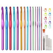 EDCUEBE7 2.0-10.0 Aluminum Alloy Crochet Hooks 14pcs/Set, Colorful Ergonomic Crochet Needles For Arthritis, Knitting, Yarn Crafting (Random Colors) - Multicolor - View 1
