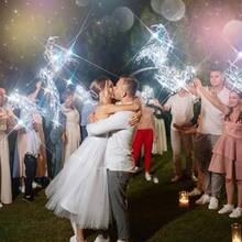 Glow Haven48 Pcs Lighted Wedding Wands LED Tinsel Wands Streamers Wedding Sparklers Send Off Light Sticks Reception Birthday Exits Shower Concert Party Favors(Champagne) - Silver - View 7