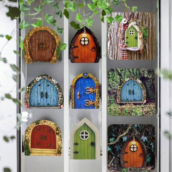 6 Peças - Acessórios Decorativos Externos para Portas de Fada em Árvores, Jardins de Pátio de Fadas em Miniatura, Porta e Janela de Fada Criativas para Decoração de Árvore, Arte de Jardim, Escultura de Jardim, Acessórios de Decoração Externa, Conjunto de Acessórios de Mini Jardim de Fadas, Portão Decorativo de Fada, Ponte e Poço de Água, Decoração de Paisagem em Miniatura Ponte para Lago, Estátua em Miniatura para Decoração de Plantas em Vaso, Bonsai, Terrário