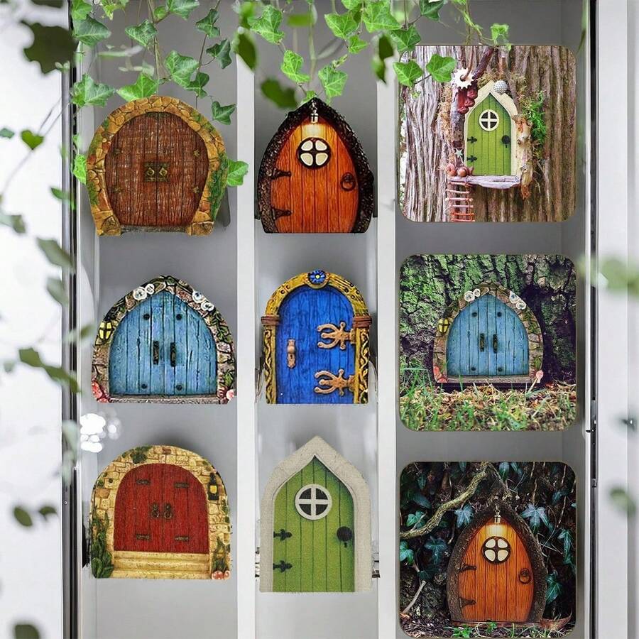 6 Peças - Acessórios Decorativos Externos para Portas de Fada em Árvores, Jardins de Pátio de Fadas em Miniatura, Porta e Janela de Fada Criativas para Decoração de Árvore, Arte de Jardim, Escultura de Jardim, Acessórios de Decoração Externa, Conjunto de Acessórios de Mini Jardim de Fadas, Portão Decorativo de Fada, Ponte e Poço de Água, Decoração de Paisagem em Miniatura Ponte para Lago, Estátua em Miniatura para Decoração de Plantas em Vaso, Bonsai, Terrário