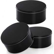 DXYNLZQ 3 Pack Cookie Tin With Lid, Round Gift Tin, Black Baking Cake Container For Storing Patisseries, Snack, Chocolate, Easter, Special Occasion, Holidays, 7" Wide By 3.2" Tall