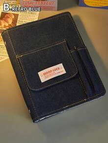 1 件 Y2K 牛仔布封面日记本，时尚高品质，适合女孩，复古美式 DIY 刺绣装饰日记本，布面备忘录笔记本 - 淺藍色 - 查看 14