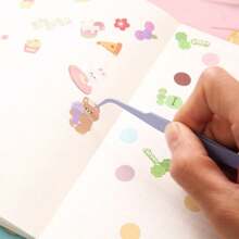 2pcs Colorful Pointed & Curved Clip, Macaron Pink Handmade Planner Tweezers, Stainless Steel Sticker Adhesive Craft Tweezers, Tools For Men