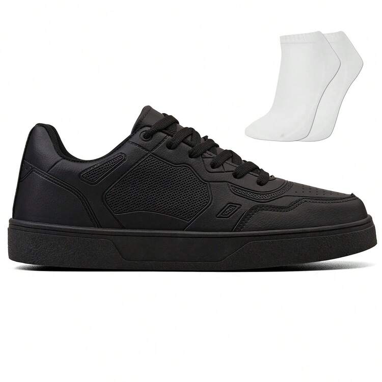 Men's Astra Casual Original Sneaker Street Skate Shoes R1458 + Socks - Black Black - View 1
