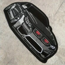 1 件复古黑白赛车设计地毯，适合客厅、床边、衣柜，是汽车爱好者的理想礼物，汽车装饰，时尚创意家居装饰地毯