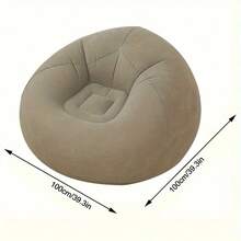 TAIMASI 1pc Beanless Bag Inflatable Lounge Chair, Flocking Multifunctional Portable Inflatable Sofa, Round Single Sofa For Living Room, Office Lunch Break, Outdoor Picnic Camping - Perfect For Labor Day, Thanksgiving, Christmas, And New Year's Outdoor Gatherings And Gifts - Blue - View 4