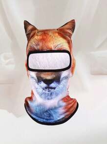 1pc Creative & Funny Animal Head Mask/Face Cover, Party Prop Mask With Cute Orange Cat & Husky Pattern