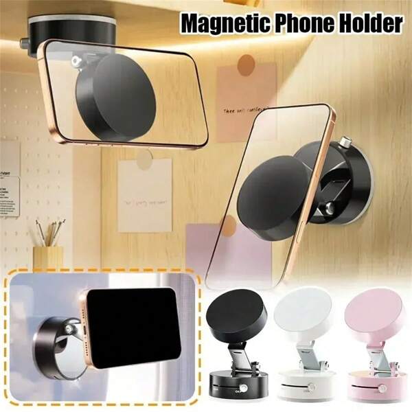 Foldable Car Phone Holder Vacuum Double-Sided Magnetic Dashboard GPS Stand For Magsafe I Phone 16-12 Pro Max Sam Sung Xiao Mi Mount Compatible With IPhone, Android Phone, Gift For Birthday, Family, Friends Car Accessories