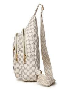 Fashion Versatile Crossbody Bag, Contrast Color Chest Bag In Bohemian Style Shoulder Strap, Sports Gym Backpack, Casual Shopping Phone Wallet - White - View 7