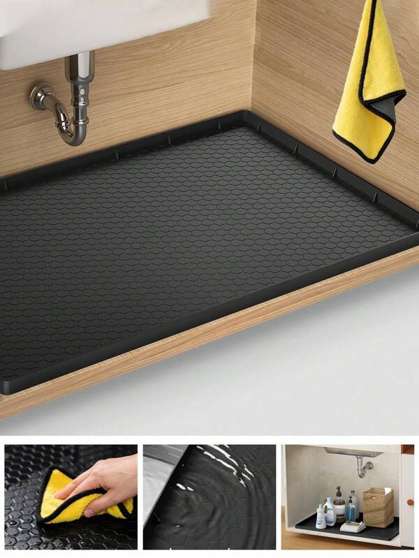 Felpudo de silicona flexible - Alfombra impermeable y antideslizante para cocina/baño para protección contra arañazos en encimeras, absorción de derrames y limpieza fácil | Superficie duradera y antideslizante, apta para lavavajillas para inquilinos y propietarios (incluye un paño de cocina de regalo)