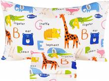 Cute Rabbit Bear Fox Alligator Animals Letters Boys Girls Kids 100% Cotton Cozy Twin Bed Sheet Set, Flat Sheet & Fitted Sheet & Pillowcase Natural Bedding Set (Animals, Twin) - 青檸色 - 查看 1