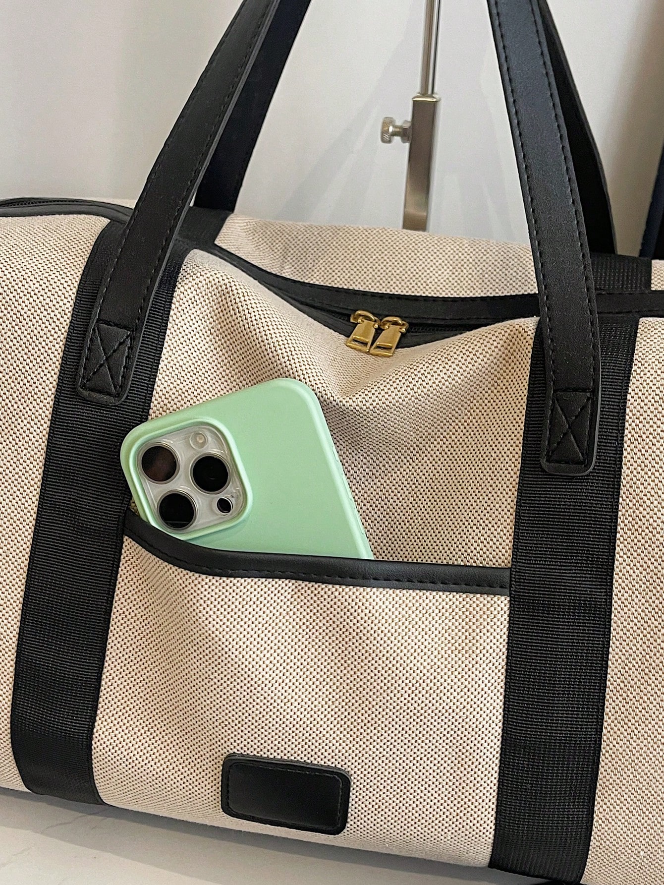 حقيبة سفر كبيرة السعة بتصميم بسيط، حقيبة يد موضة ب...