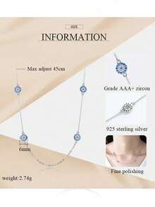 Kaletine 時尚925純銀&氧化鋯邪惡之眼吊墜項鍊 - 查看 11