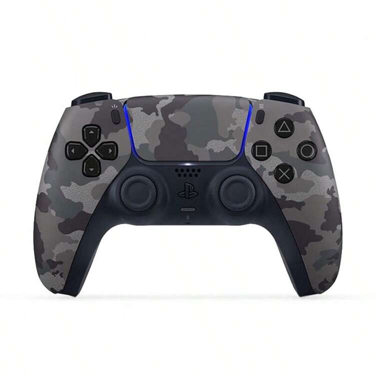 PlayStation Mando inalámbrico DualSense para PS5 con gatillos adaptativos y retroalimentación háptica, funcionamiento inalámbrico, experiencia de juego mejorada, color rojo cósmico - camuflaje gris oscuro - Añade 1