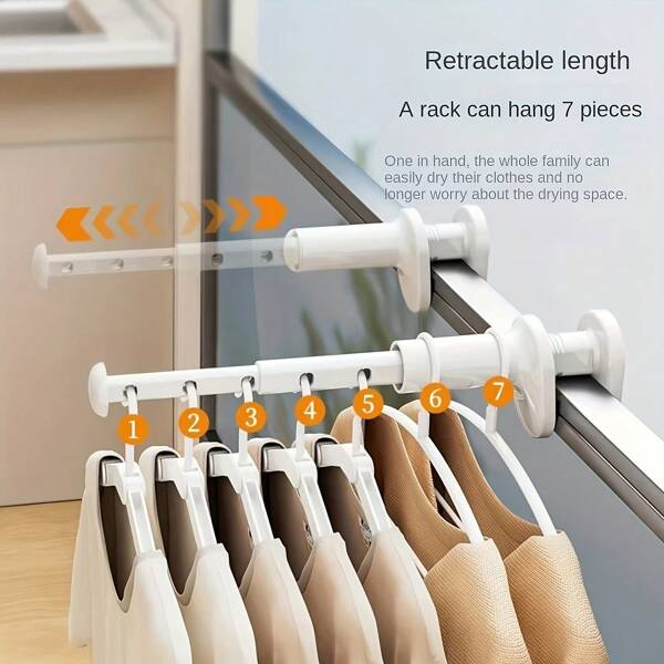 Travel Clothes Hanger With No Punching And Expandable Drying Pole, Multi-Functional Travel Clothes Hanger, Portable Travel Clothes Hanger, Hotel Balcony Folding Travel Clothes Hanger, Pole Drying Artifact, Travel Essential Item