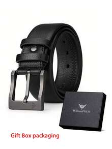 WilliamPOLO New Fashion Metal Buckle Belt, Versatile Business Casual Belt For Men, High-Quality Trouser Belt With Adjustable Length, Gift Box Included Casual, Business, Boyfriend Husband Father Dad Men Gift, Daily Wear, Fashion, Teen, Outdoor, Vacation, Athletic, Travel, Street, Boho, Vintage Fall, Autumn, Halloween Autumn-Winter Accessories,Suitable For Teens, Youth,Men,Casual, Outdoor, Athletic, Vacation, Graduation Gifts, Birthday, Daily Wear - Black - View 16