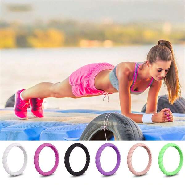 3pcs/set Or 10pcs/set Thin Braided Silicone Rings For Women, Sports & Flexible Design