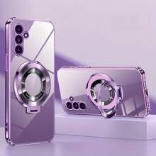 1 个 CD 图案透明电镀磁性手机壳，兼容 16 Pro Max/Galaxy S23 FE/Edge 30/Pop 5 LTE/Pop 5 Pro/Infinix Smart 8/Infinix Hot 40i/Spark 20/Spark 20C/Spark Go 2024/Honor X8/Redmi Note 14 Pro+ 5G - 紫色 - 查看 2