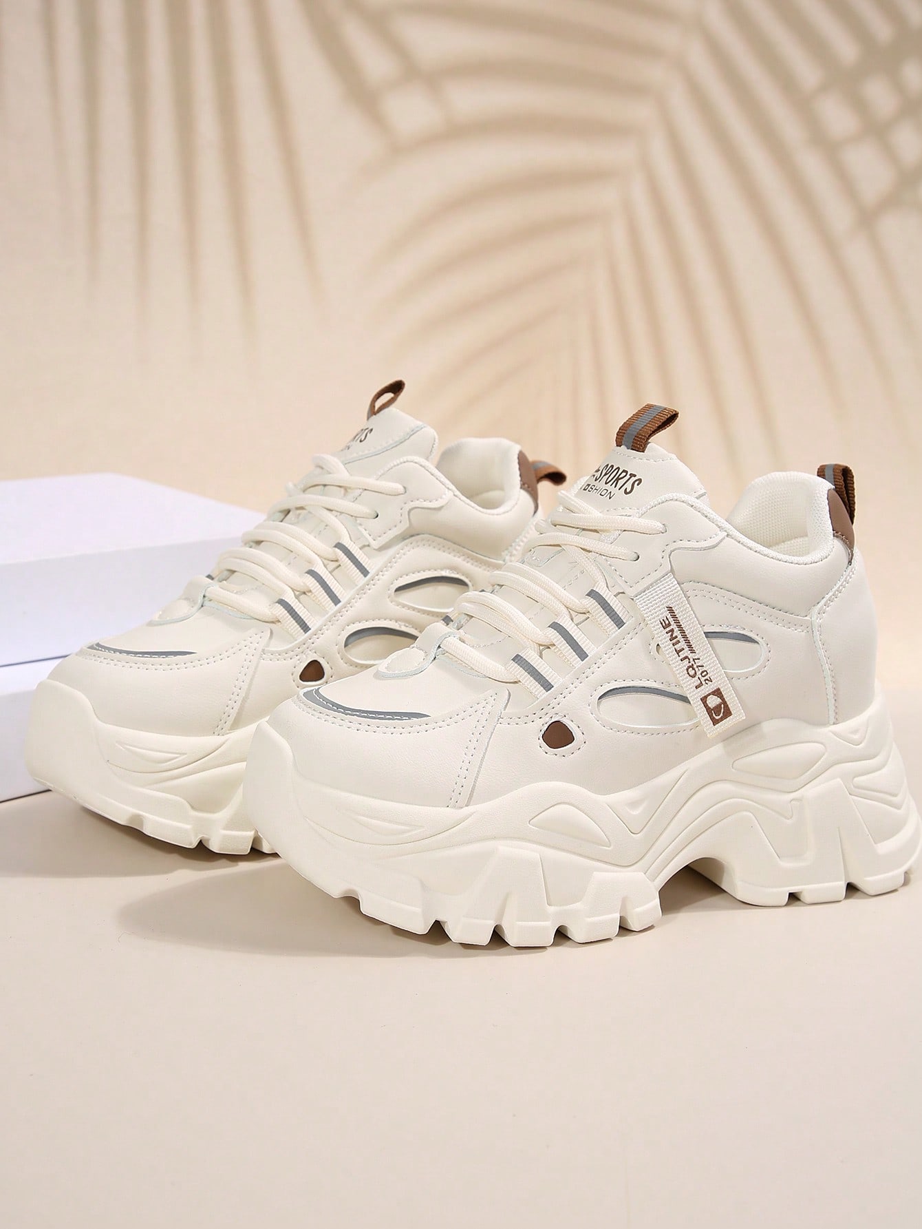 كعب مخفي أبيض، أحذية رياضية كاجوال نساء، أحذية منص...