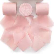 1/3 Roll Diy Handmade Tassel Fabric Gift Packaging Chiffon Ribbon Frayed Edges Ribbons Ribbon Suitable For Wedding Invitation Bridal Bouquet Gift Packaging Diy Crafts Bow Making Party Decorations - Pink - View 2