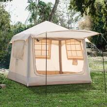 Tienda de campaña inflable con bomba, mejorada, impermeable, a prueba de viento, para glamping, de fácil montaje, para 4 estaciones, casa de cabina de aire con ventanas y puerta con malla para hasta 24 personas - como en la foto - Ver 1