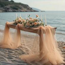 1 pieza, 8 metros Tela de malla transparente color rosa pálido para decorar arco de boda, dosel del techo, telón de fondo, adecuado para boda, compromiso, fiesta de cumpleaños, Navidad, Día de San Valentín, ceremonia de graduación y fiestas en general