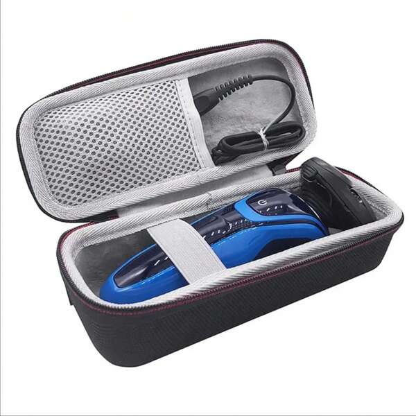 Nylon tragbare Aufbewahrungstasche mit Griff für Elektrorasierer, schwarze Außenseite mit grauer Innenseite, Kulturbeutel, Reiseessentials, Sommerurlaub, Rückkehr zur Schule, Schulsachen Tasche für Schule, Waschbeutel, Reise