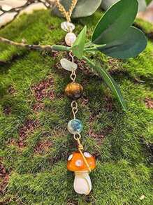 1PC Bohemian Devil's Eye Ladybug Yin Yang Symbol Mushroom Decorative Accessories, Lucky Clover Pendant For Table Tennis No. 8, Fashionable Versatile Car Decor Pendant Keychain Car Accessories Bag Charm School