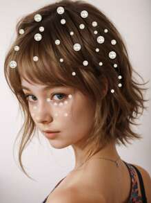 3 Peças/1 Peça de Diferentes Tamanhos de Adesivo de Pérola e Strass, Adesivo de Cristal Acrílico e Gema, Remendo Decorativo Autoadesivo para Penteados, Maquiagem de Olhos, Artesanato, Decoração de Pérolas, Remendo Decorativo Autoadesivo, Decoração de Feriados