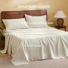 100% Cotton Sheets King Size Set - 500 Thread Count Cotton Sateen Bedsheets, Luxury Hotel Quality, Soft & Breathable Bedsheets, 16" Deep Pocket, 4-Piece, Include King Flat Sheet Ivory - Violet Purple - View 10