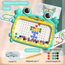 1 pieza Tablero magnético de dibujo para niños - Rompecabezas de arte de puntos coloridos con bolígrafo de estilo, juegos de clasificación de colores y juguete sensorial, forma de cangrejo y conejo, juguete educativo STEM para niños de 3 a 6 años, tableta para dibujar portátil, regalos de cumpleaños para niños y niñas